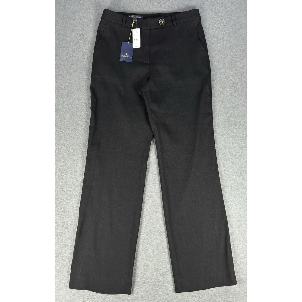 Brooks Brothers Pants Slacks Womens 8 Black Linen Old Money Minimalist New - Picture 2 of 12